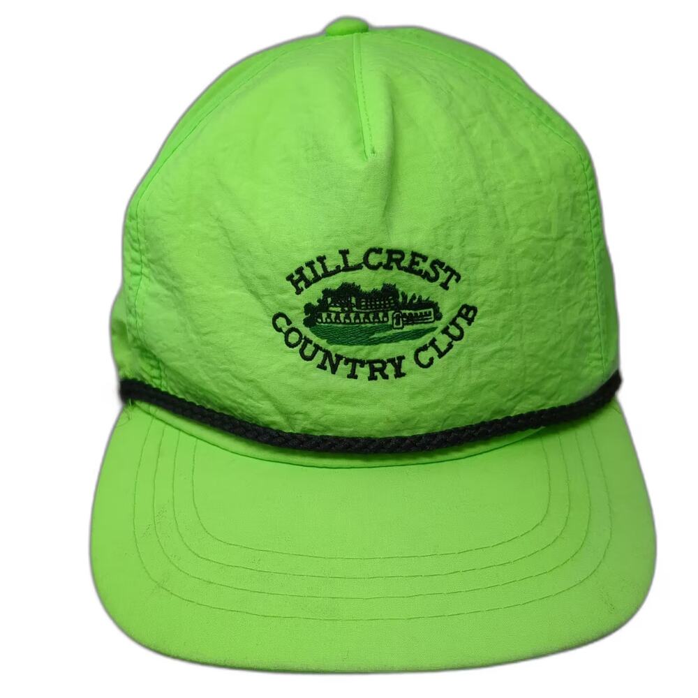 Town Talk 5 Panel Green Hat Hillcrest Country Club Rope OS Slideback Golf